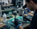 Handy Wasserschaden Reparatur Wien – Techniker reinigt Platine unter dem Mikroskop mit Isopropanol